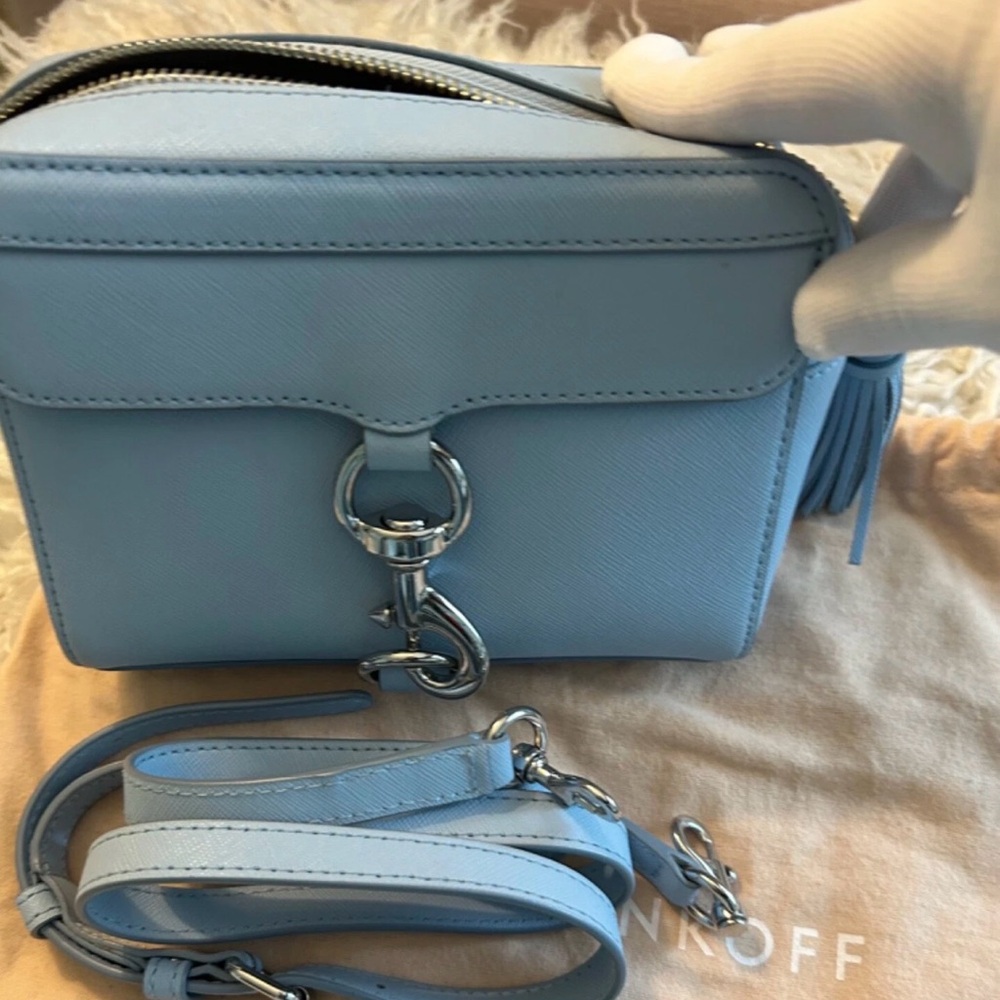 Rebecca Minkoff Blue Leather Crossbody Bag Silver Hardware